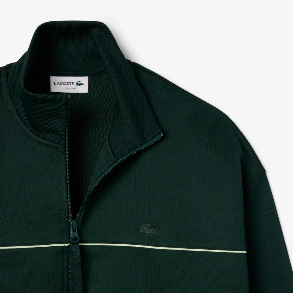 Satin Effect Zipped Fleece Sweatshirt