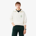 Loose Fit High Zipped Neck Badge Accent Sweatshirt