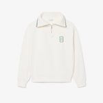 Loose Fit High Zipped Neck Badge Accent Sweatshirt
