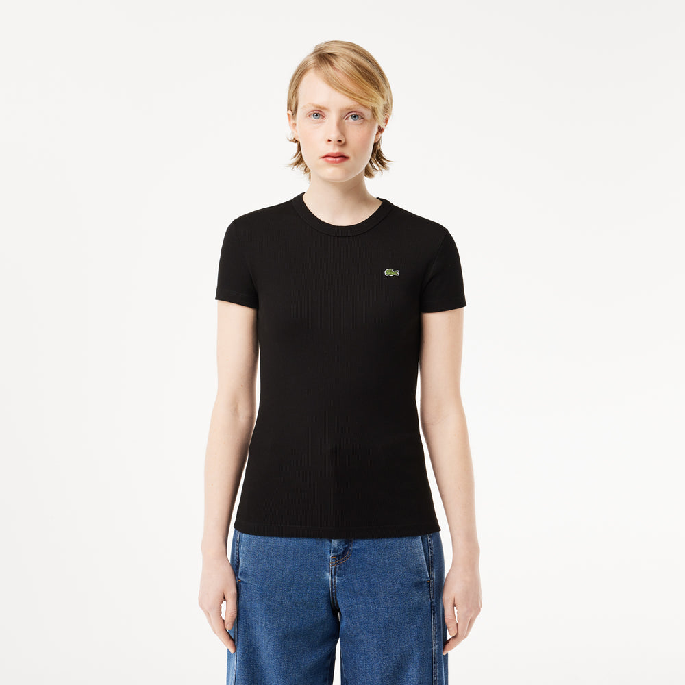 Slim Fit Ribbed Cotton T-shirt