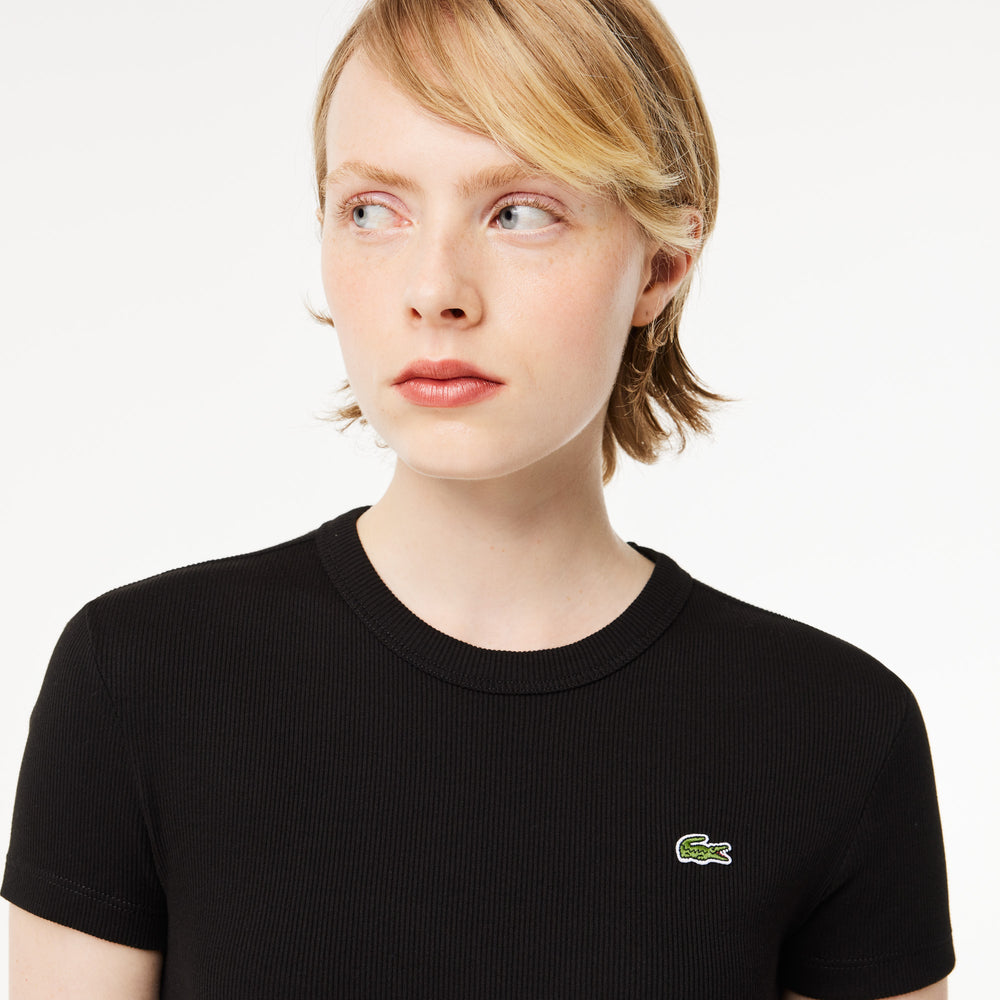 Slim Fit Ribbed Cotton T-shirt