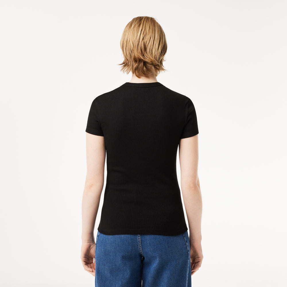 Slim Fit Ribbed Cotton T-shirt