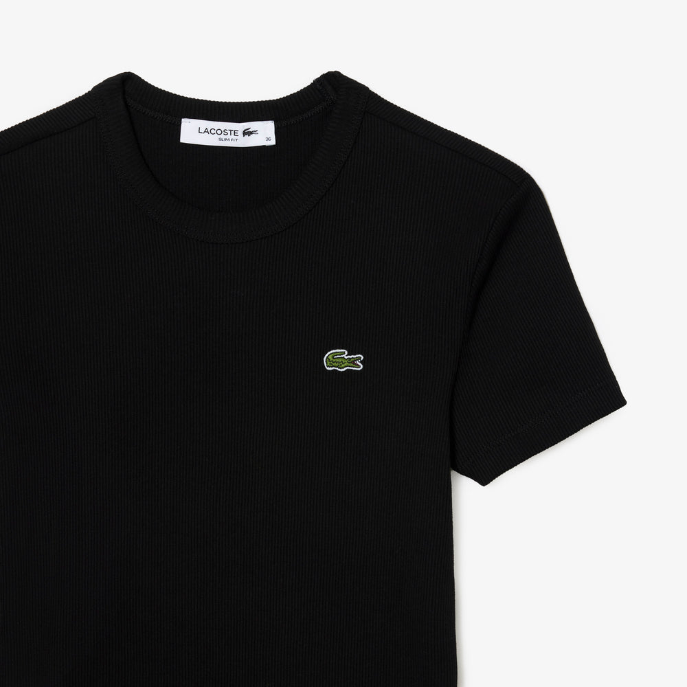 Slim Fit Ribbed Cotton T-shirt