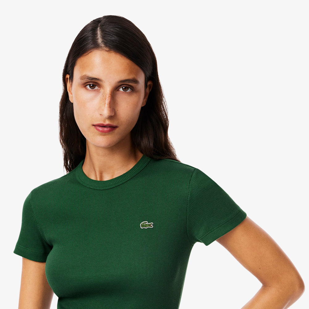 Slim Fit Ribbed Cotton T-shirt