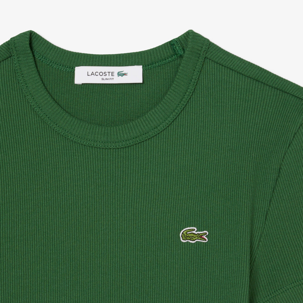 Slim Fit Ribbed Cotton T-shirt