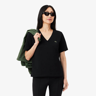 Relaxed Fit Soft Cotton V Neck T-shirt