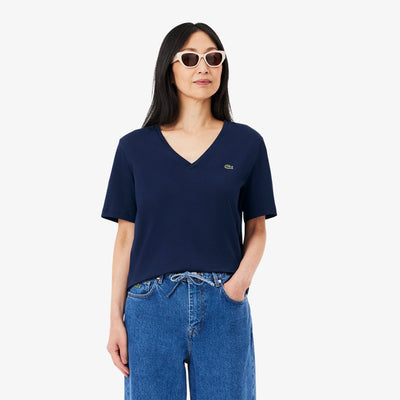 Relaxed Fit Soft Cotton V Neck T-shirt