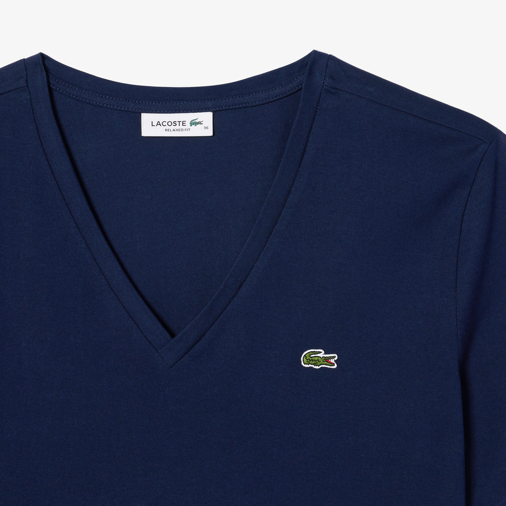 Relaxed Fit Soft Cotton V Neck T-shirt