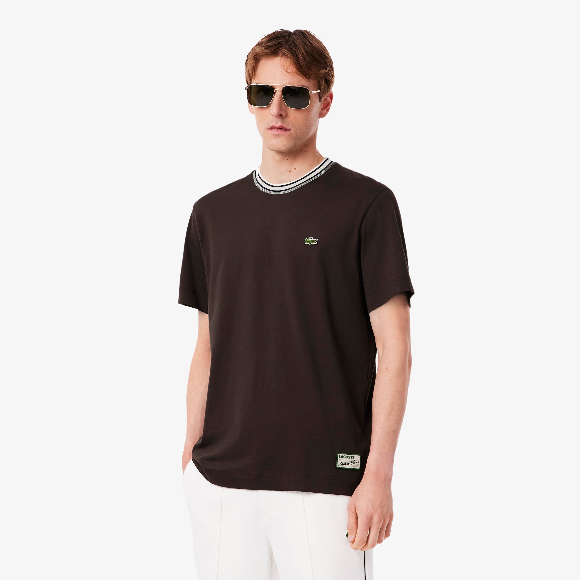 French Made Stripe Neck T-shirt – Lacoste ZA