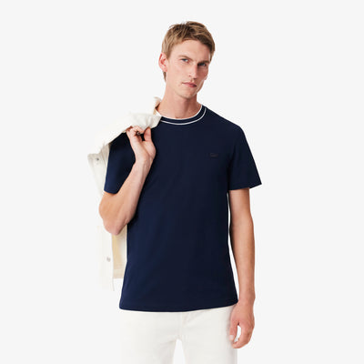 Stretch Piqué Stripe Collar T-shirt