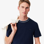 Stretch Piqué Stripe Collar T-shirt