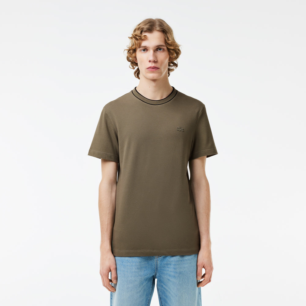 Stretch Piqué Stripe Collar T-shirt