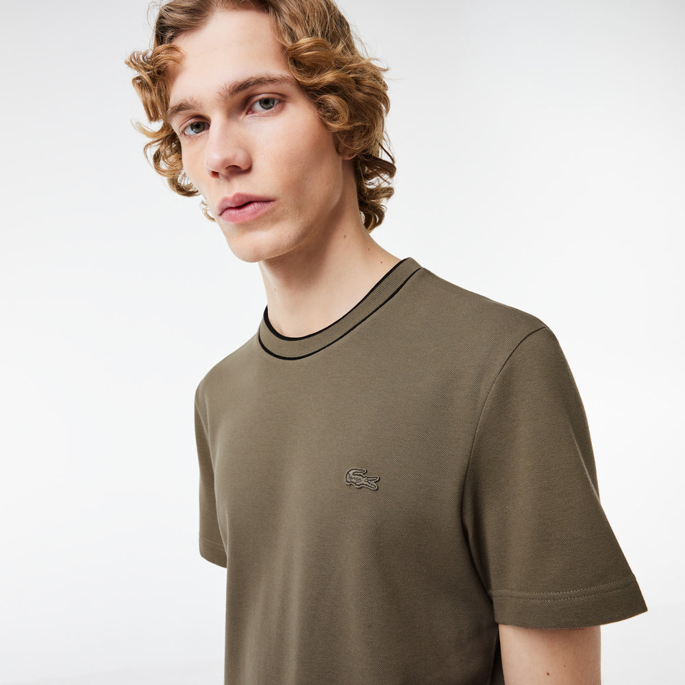 Stretch Piqué Stripe Collar T-shirt