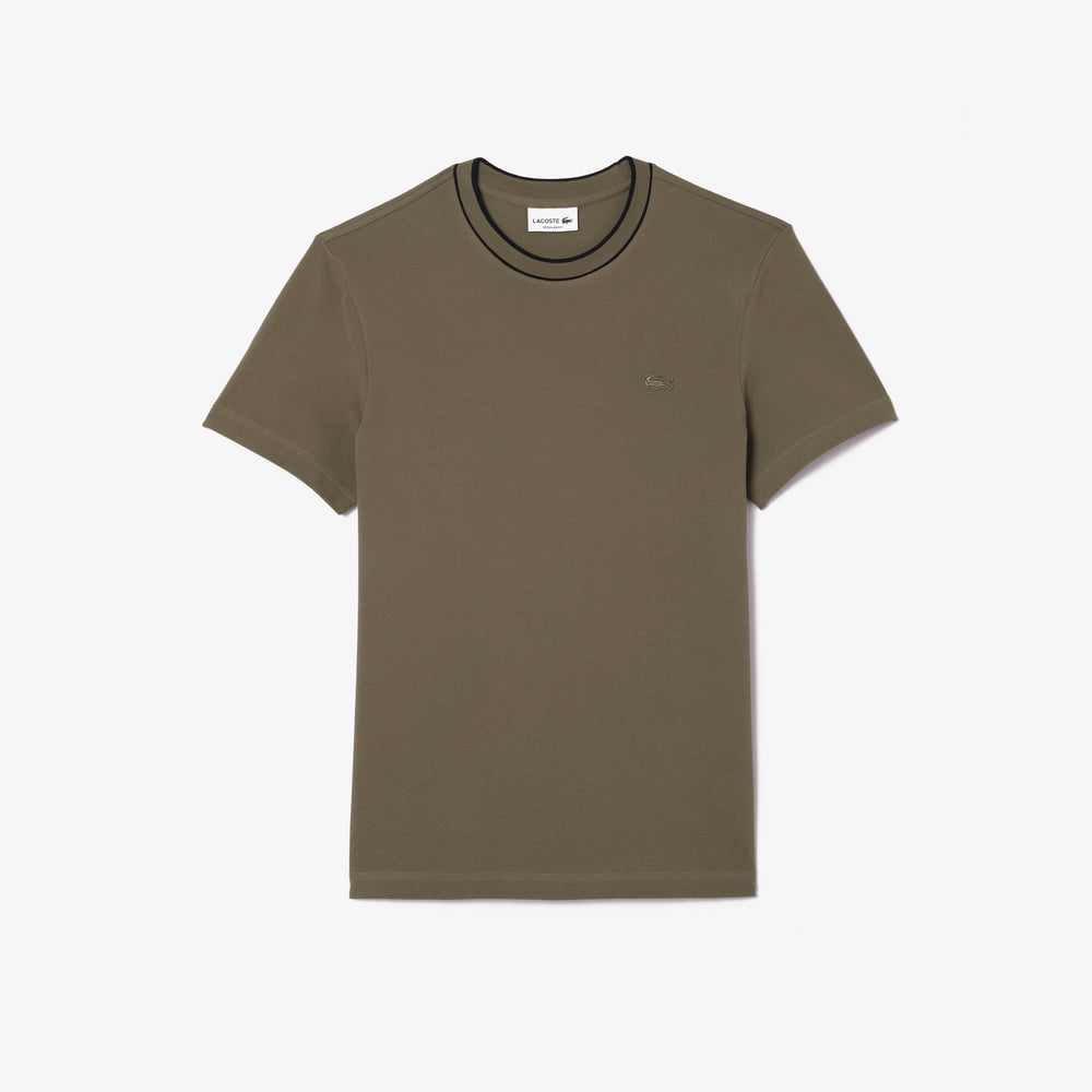 Stretch Piqué Stripe Collar T-shirt