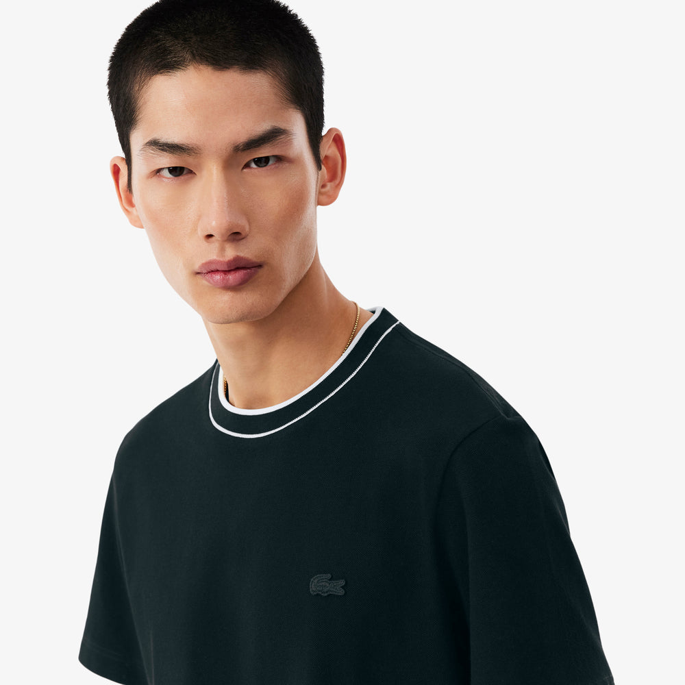 Stretch Piqué Stripe Collar T-shirt
