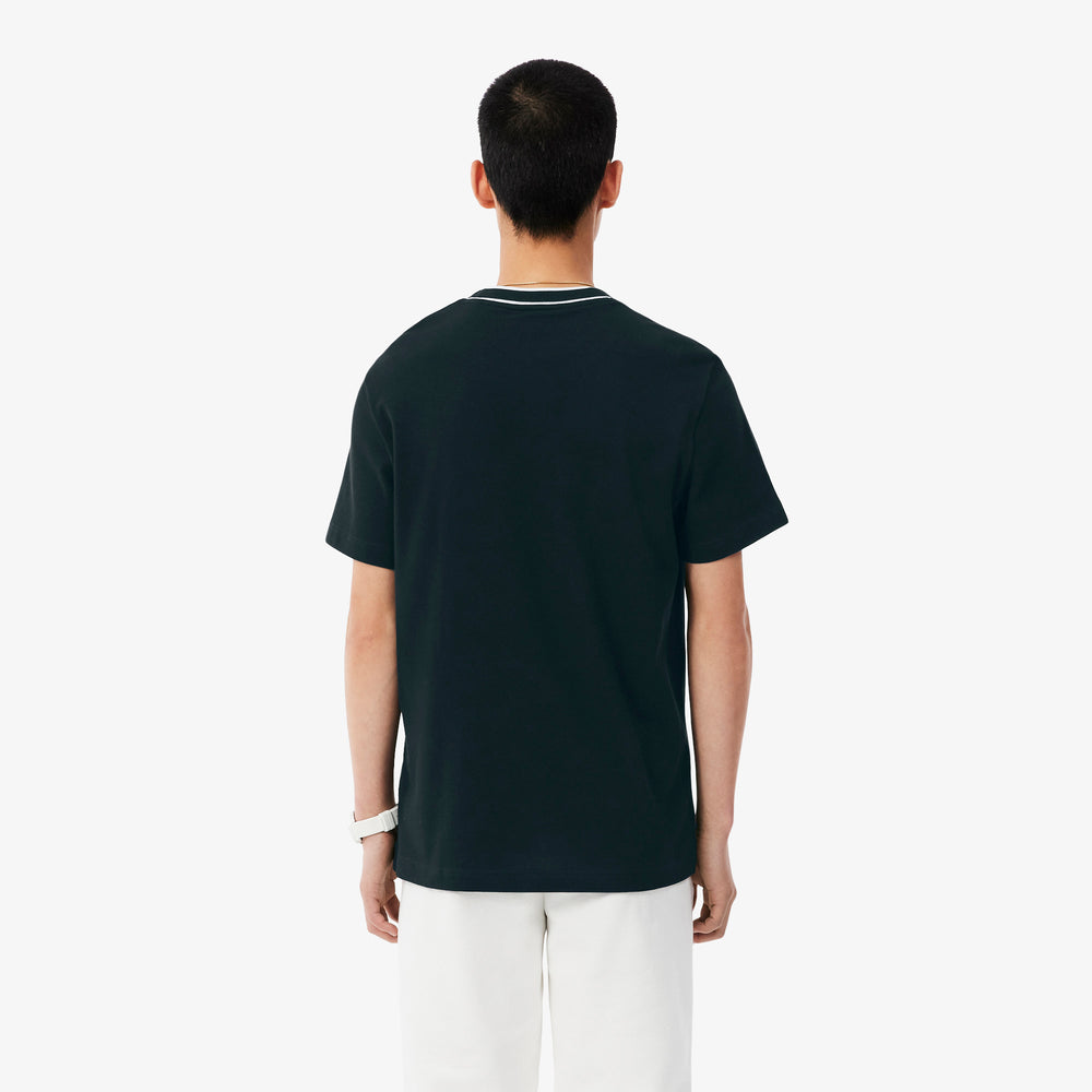 Stretch Piqué Stripe Collar T-shirt