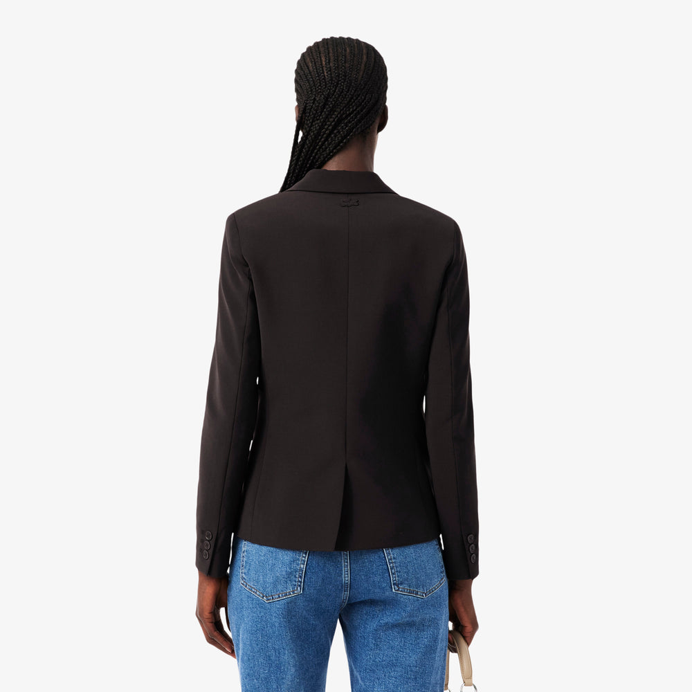 Embroidered Logo Slim Fit Wool Blazer