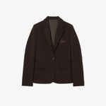 Embroidered Logo Slim Fit Wool Blazer